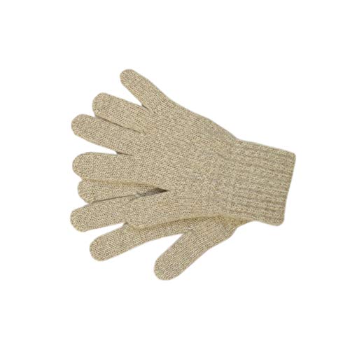 tevirP 100% MERINO wool children GLOVES fingered mittens boy girl knitted arm warmers (5-6 years, Beige melange)