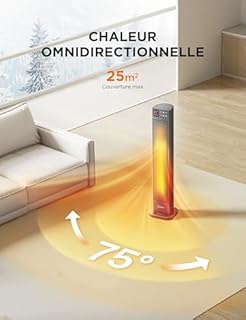 Midea NTH20-22GR(GR) Radiateur Céramique 2000W avec Thermostat et Télécommande, 76 cm, 3 Modes Minuterie 24H, Protection Surchauffe/Bascule, Chaleur Instantanée Bureau Chambre
