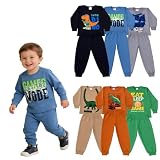 Kit 6 Peças Conjunto Inverno Infantil Estampado Frio Premium Moletom Menino Masculino Quentinho Confortável Bebê Roupa Criança (3 Moletons + 3 Calças) - 1 A 8 Anos (1 ano)