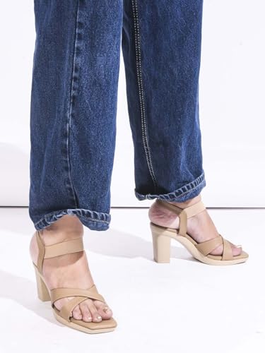 Image of JM LOOKS Stylish Fancy Block Heel Sandal With Ankle Strap For Women & Girls | Casual Women Heel Sandals |