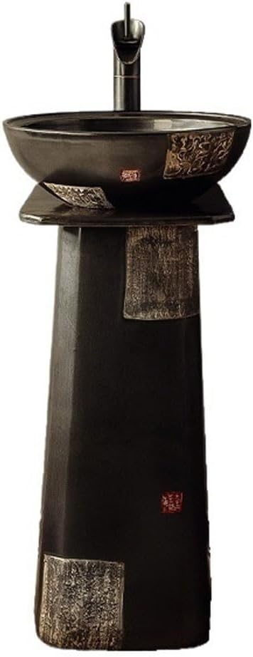 Pedestal Sinks Park Outdoor Wash Basin Courtyard Column Integrated Floor-Standing Bathroom Sink (A)