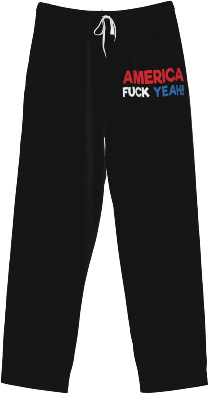 America - Fuck Yeah Pajama Pants for Men Flannel PJ Bottoms Soft Warm Cotton Fleece Lounge