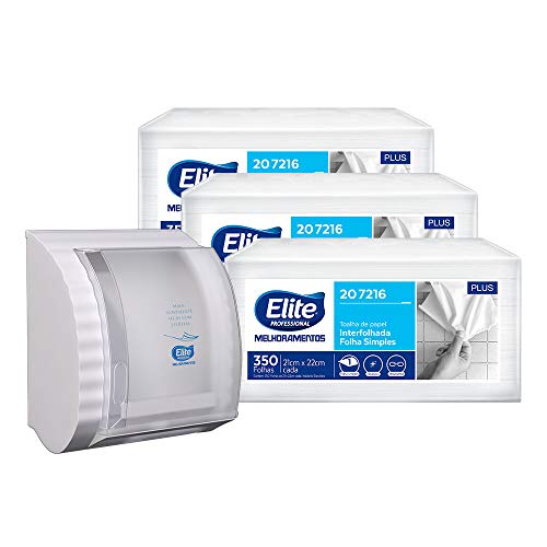 Papel Toalha Interfolhado Folha Simples Elite Plus Com 1.050 Folhas + Dispenser