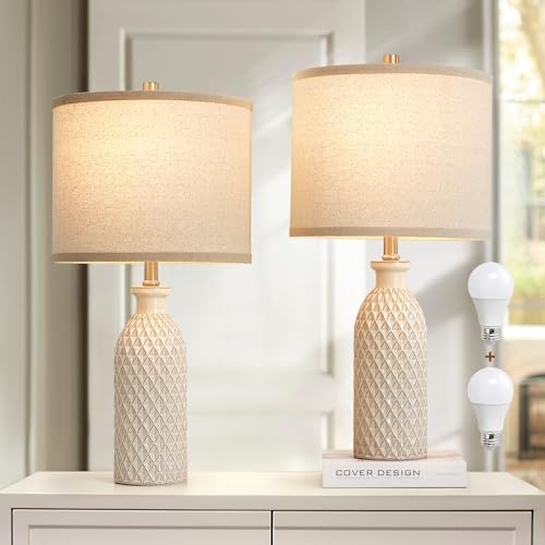 Luvkczc Ceramic Table Lamps Set of 2, Farmhouse 24.8" Bedside