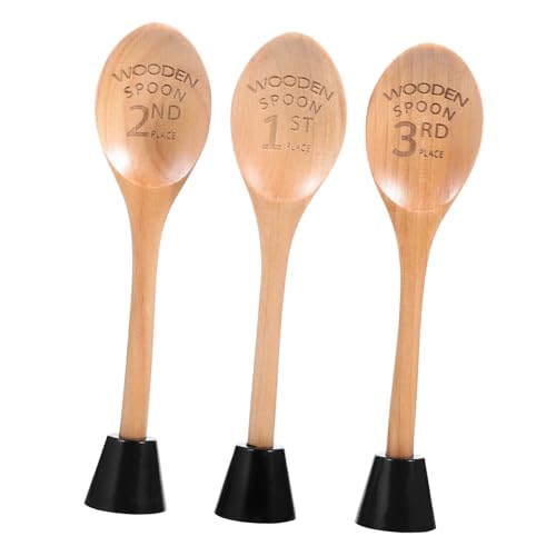 KOCKSHION Juego De 3 Cucharas Trofeo De Madera Pequeñas Grabadas para Cocina y Repostería, Premio Sostenible para Concursos Gastronómicos, Set De Trofeos 1.º, 2.º y 3.º Puesto