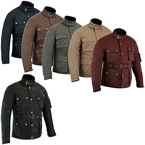 warrior gears Men's Waxed Cotton Motorcycle Jackets, Motorbike Top Gear, Waterproof Nylon Lined Jacket, Armoured Biker Textile Winter Outdoor Coat for Men, Running, Riding, Travel Clothing Cover