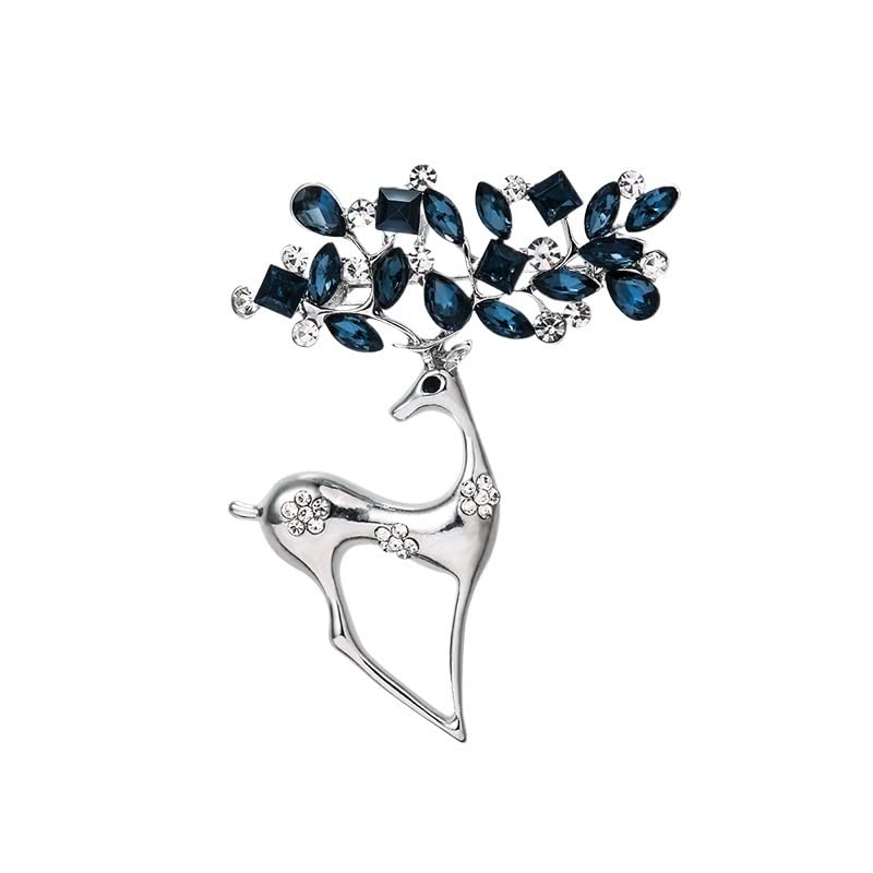 Broche cerf en verre bleu cristal, le cadeau idéal pour accessoiriser une écharpe