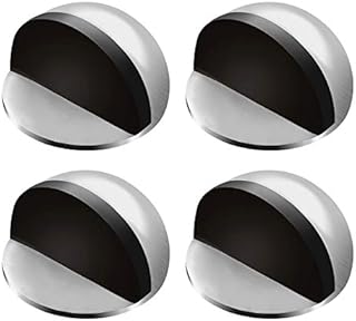 4PCS Door Stops, Stainless Steel Door Stopper Floor Mounted, Oval Adhesive Door Stop with Adhesive Pads