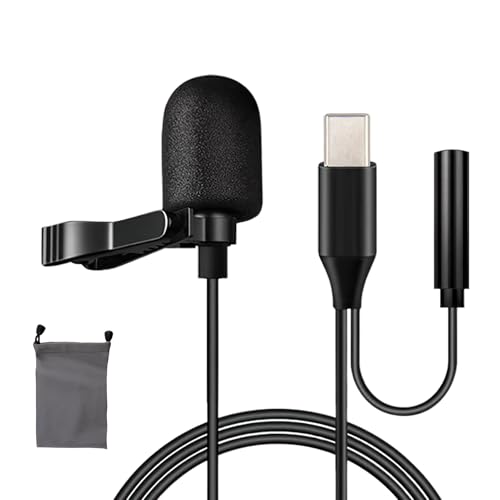 CJMUQHEHH Lavalier microfono USB C 4.92ft microfono USB C per PC, microfono condensatore clip on mic per computer, per Mac, laptop, interviste, podcast, registrazione, monitoraggio, Plug and Play