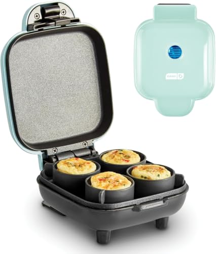 Image of DASH Deluxe Sous Vide Style Egg Bite Maker with Silicone Molds for Breakfast Sandwiches, Healthy Snacks or Desserts, Keto & Paleo Friendly, (1 large, 4 mini) - Aqua (Pack of 8)