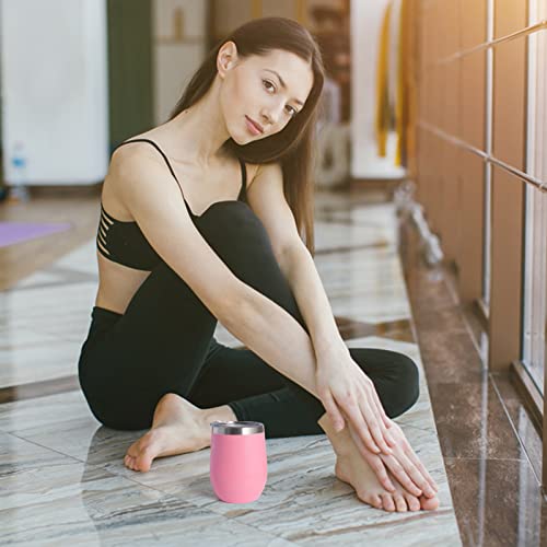 Starspeed 12Oz Stainless Steel Wine Tumbler With Lid. Stemless Double Wall Insulated Wine Tumbler.wine Glass Is Suitable For Different Scenes, Parties,Outdoor, Gifts And So On.(Light Pink, 1) #TOP5