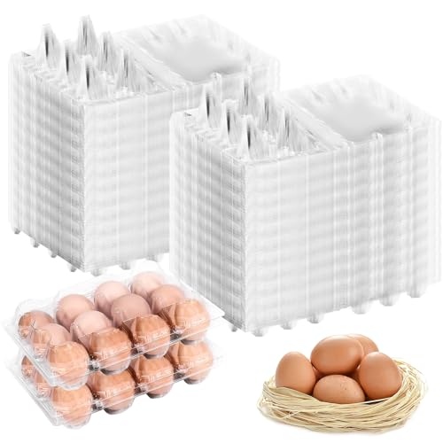 Egg Cartons Plastic Egg Carton Clear Egg Container Cheap Bulk for Home Ranch Chicken Farm Commercial Market Display (3x4 Grids, 10)