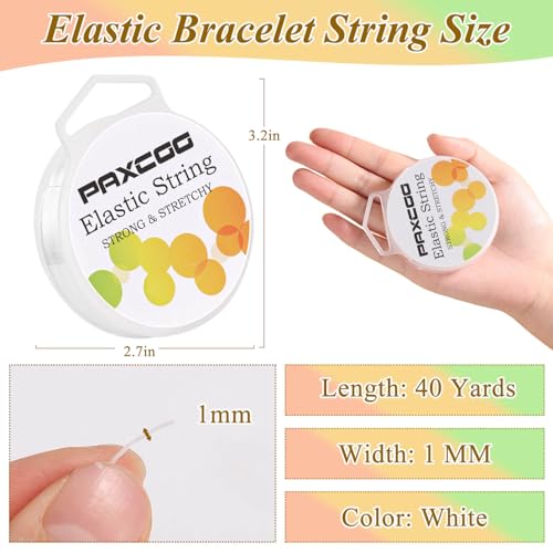 image for PAXCOO 2 Pack Elastic String for Bracelets, Stretch Magic Elastic Stri