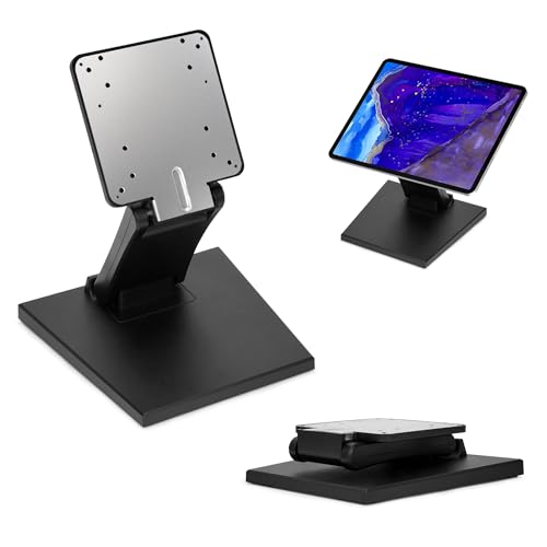 MYOYAY Lay Flat Monitor Stand,Adjustable LCD Monitor Stand Folding Metal Desk Mount with VESA Hole 75x75mm/100x100mm (Black)