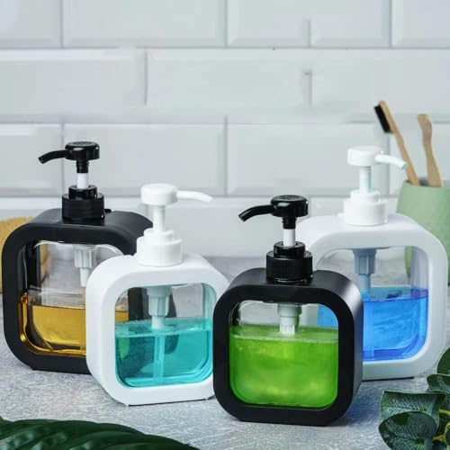 Image of Hand Soap Dispenser for Bathroom, Modern Dish Soap Dispenser for Kitchen Sink, Liquid Soap Container with Pump, Clear Plastic Soap Pump Bottles (2 Packs,17oz, Black)