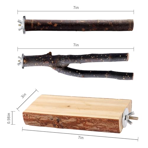 Image of Bird Toys Parakeet Perch Budgie Perch Wood Stand Fork Toys Multi-Branch Perch Platform Toy for Small Conures,Cockatiel,Parrotlet,Lovebird,Parrot,Finches