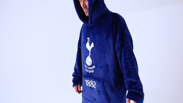 Tottenham Hotspur Felpa Con Cappuccio Uomo: Pile Sherpa Oversize Full Fleece - Blu Ufficiale Prodotto The Pyjama Factory - 3