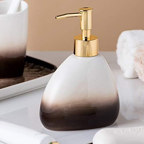 Miniatura 7 de Elegante juego de accesorios de baño de cerámica de 6 piezas con dispensador de loción, taza de enjuague bucal, bandeja de tocador, jabonera y