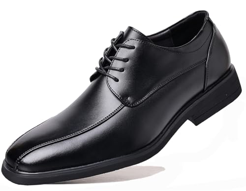 DADAWEN Men's Square Toe Business Dress Shoes Classic Lace Up Formal Oxford Shoes Black US Size 10
