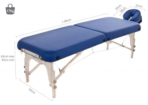 Quirumed Klappbare Shiatsu-Trage aus Holz, 219 x 63 cm, Farbe Schwarz, Kunstleder, höhenverstellbar, Abnehmbarer Kopf, bis 204 kg, mit Transportrucksack