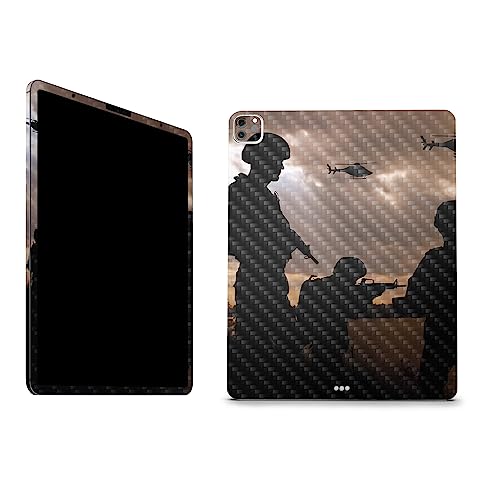 Image of MightySkins Carbon Fiber Skin Compatible with Apple iPad Pro 12.9 inch M2 6th Gen (2022) Full Wrap Kit - Mission Accomplished | Protective, Durable Textured Carbon Fiber Finish | Made in The USA