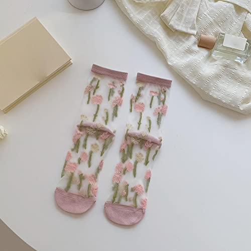 Tachiuwa de femininas, elásticas femininas florais stretch nylon respirável cristal para vestidos fe