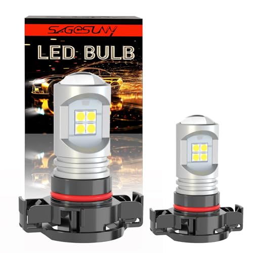 SageSunny bombilla LED antiniebla PSX24W, CC 10-30 V, 6000 K, blanco xenón, superbrillante, para luces de circulación diurna (DRL) o halógenas (paquete de 2).