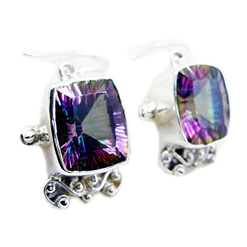 Boucles d'oreilles argent 925 et quartz mystique, cadeau idéal femme