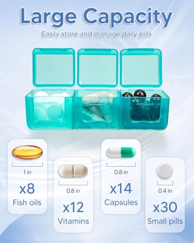 Image of Monthly Pill Organizer 3 Times a Day, with Portable Hard Shell, Pill Cutter, 31-Day Box, Plastic Opening Pick, Monthly & Weekly Stickers, Convenient Medication Management