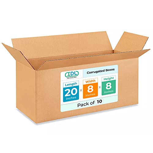 Long Shipping &amp; Moving Boxes 20x8x8 inches (10-Pack) - USA-Made