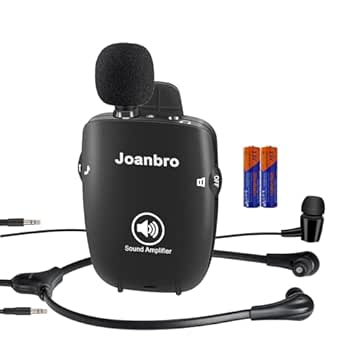 Personal Sound Amplifier for Seniors with Voice Enhancement, 50dB Gain, Headphones & Earbud, 3 Microphone Types, 3 Tone Settings, Volume Control
