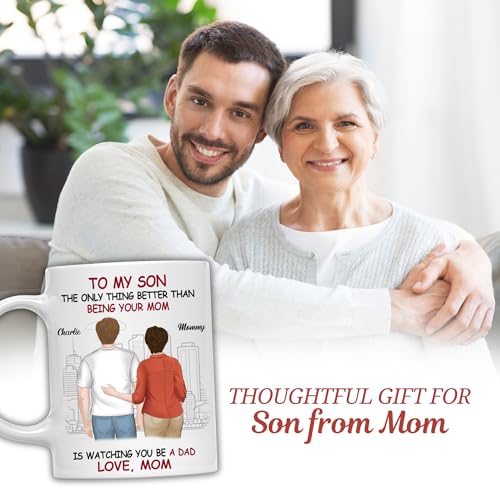 Wrappiness Son Fathers Day Personalized Gifts from Mom - To My Son Watching You Be A Dad Custom Coffee Mug, First Fathers Day Cup Gifts for New Dad, First Time Papa Mug
