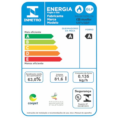 Fogão Mueller 5 bocas Preto com Mesa de Vidro e Tripla Chama Bivolt MFV5BF