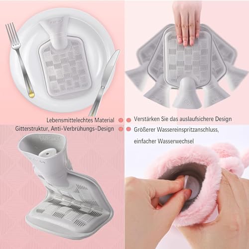 Image of Evona 500ml Heating Bag Hot Water Bag with Plush Cover, Soft Plush Cover Heating Pad for Back Pain Hot Bags for Pain Relief, Period Cramps