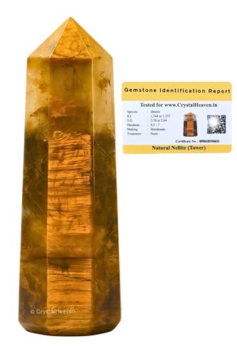 Image of Crystal Heaven Certified Nellite Tower Obelisk Point For Chakra, Healing And Balancing - Aaa Grade Original Certified Gemstone Agate For Reiki Meditation Yoga Spiritual (2-3 Inches)