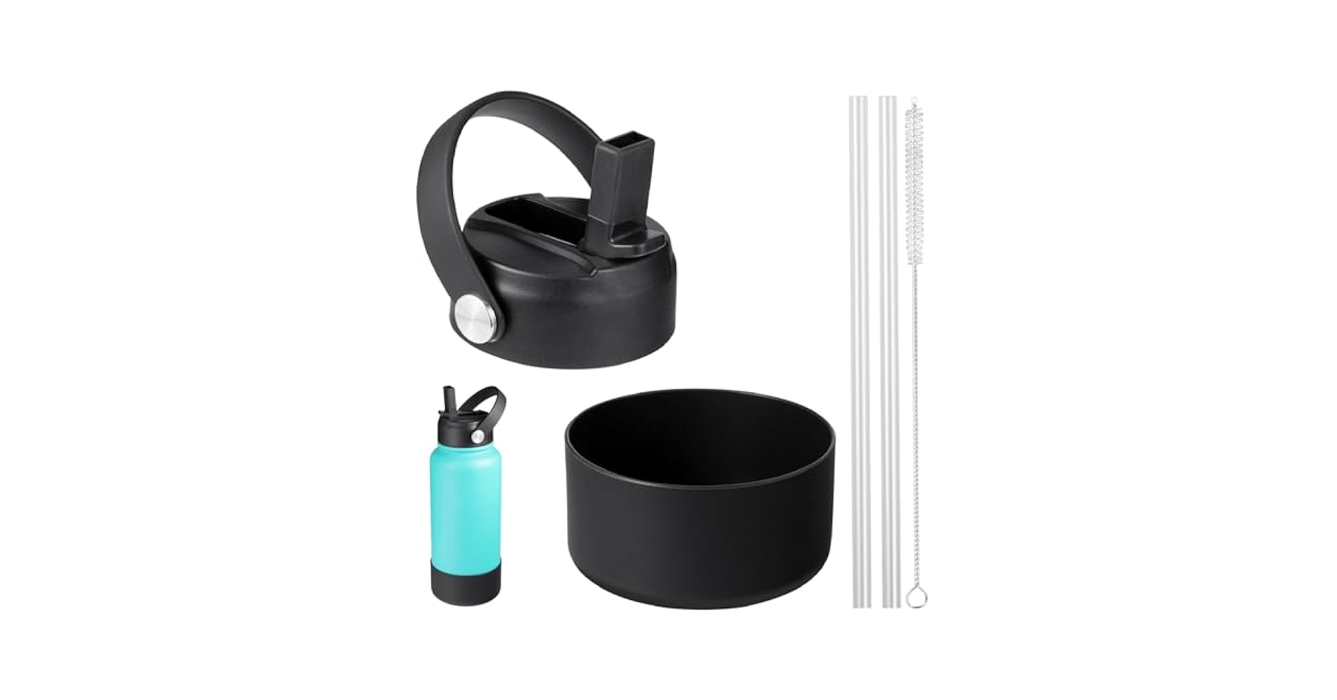 Hydro Flask 40 oz 黒 水筒 + Flex Straw Cap 40 oz Wide Mouth Travel Bottle with Flex Straw Cap