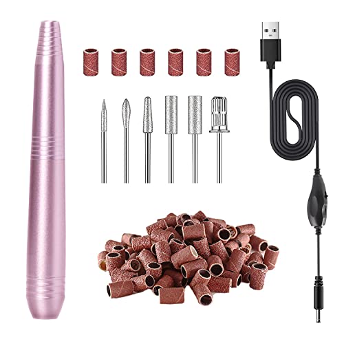 Electric Nail Drill Kit,Entry Level Nail Drill Machine,For Nail File Exfoliating Abrasive Acrylic Nail Drill,With 6 Pcs Nail Drill Bits,50 Sanding Bands Nail Drill Set (Gold)(Purple)