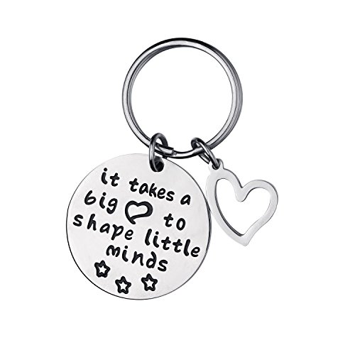 CJ&M Teacher Gifts Keychain It Takes a Big Heart to Help Shape Little Minds Charm Love Heart Pendant Keychain Teacher Jewelry