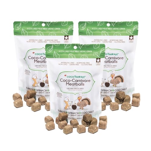 CocoTherapy 3 Pack of Coco-Canivore Meatballs Dog Treats, Turkey