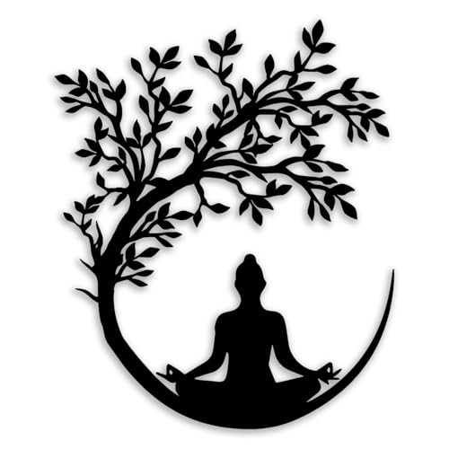OPTYBVFD Tree of Life and Buddha Metal Wall Decor - Zen Room Decor Wall Art Home Decor for Living Room Bedroom Office Yoga Meditation (Black)