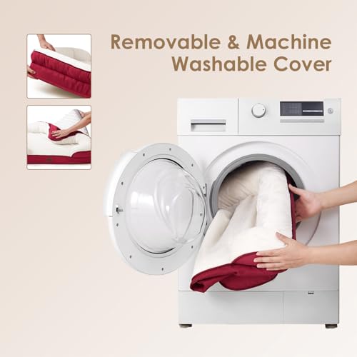 Image of EHEYCIGA Orthopedic Dog Bed for Medium Dogs, Waterproof Memory Foam Medium Dog Beds with Sides, Non-Slip Bottom and Egg-Crate Foam Pet Couch Bed with Washable Removable Cover,Red