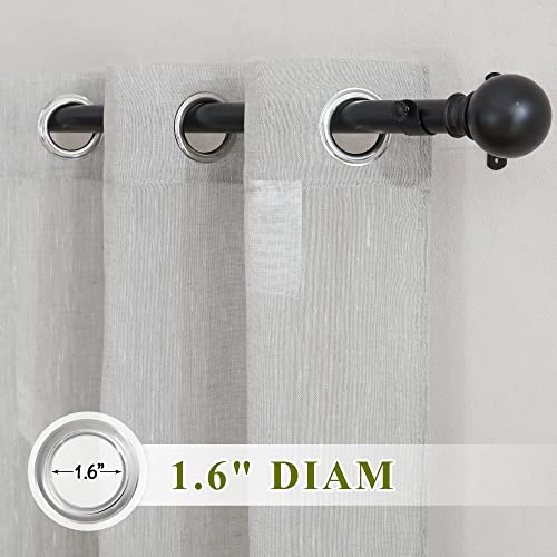 NICETOWN Semi Sheer Grey Curtains 84 inches Long, Grommet Linen Weave Semi Sheer Window Drapes Privacy with Light Filtering for Living Room/Bedroom, W36 x L84, 2 Panels