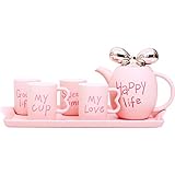 Photo Gallery xcxdx set di tazze da caffè in ceramica, tazza da lettera con stampa fiocco rosa, set da tè per la casa con vassoio Photo Gallery xcxdx set di tazze da caffè in ceramica, tazza da lettera con stampa fiocco rosa, set da tè per la casa con vassoio