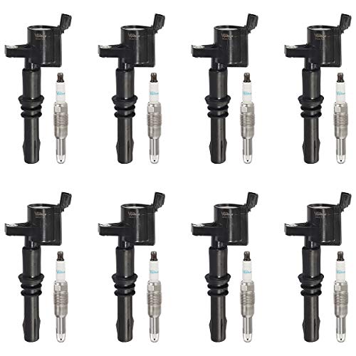 Vplus Set of 8 Ignition Coils GDG511 GD511 FD508 & Platinum Spark Plugs SP546 PZH14F Compatible with Ford Lincoln 2005-2008 F150 SP515