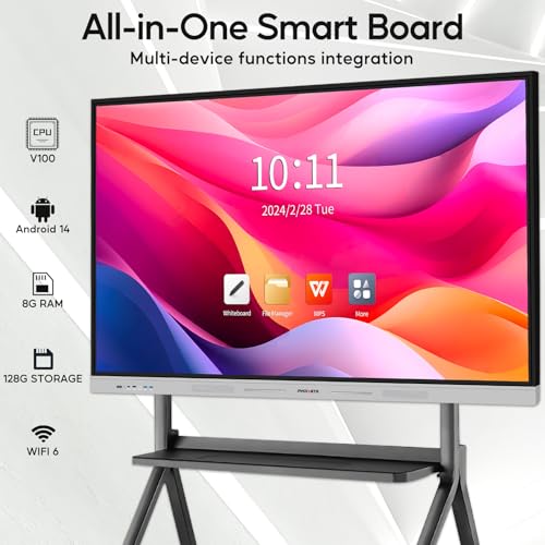 Image of Smart Board | 65 inch Interactive Whiteboard | 4K UHD | Android 14 | 8+128GB | Digital Whiteboard, Electronic White Board for Classroom Home Office | Wall Mount Included