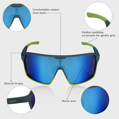 Image of Polarized Shield Sports Sunglasses with Mirrored Colored Lens and TR Frame