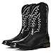 SaraIris Men's Black Cowboy & Western Work Boots - Round Toe Pull On Boots for Men & Women