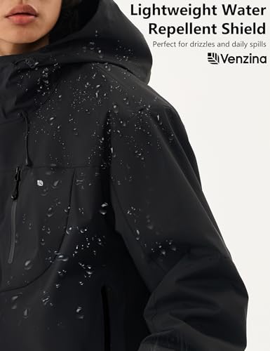 Image of Venzina Men's Waterproof Rain Jacket-Lightweight Windbreaker with Color Block Design, Breathable for Urban Outdoor, Daily Commuting I Fashion Unisex Couple Jacket