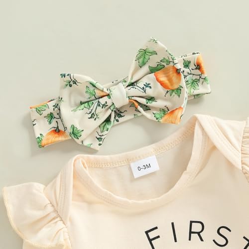 My First Halloween Baby Girl Outfit Long Sleeve Romper and Pumpkin Print Skirt 4Pcs Sets Halloween Baby Clothes4