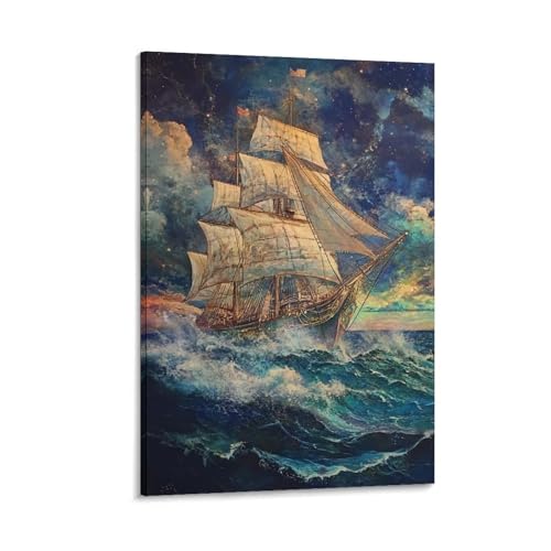 Bateau à voile murale déco tableau salon et affiche chambre moderne 40x60cm